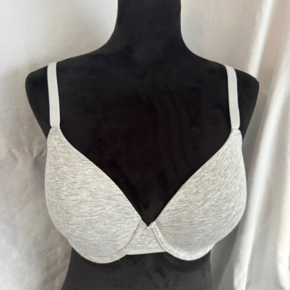 Women's Auden Cotton Lightly Lined Demi Bra Gray Heather 34DD
